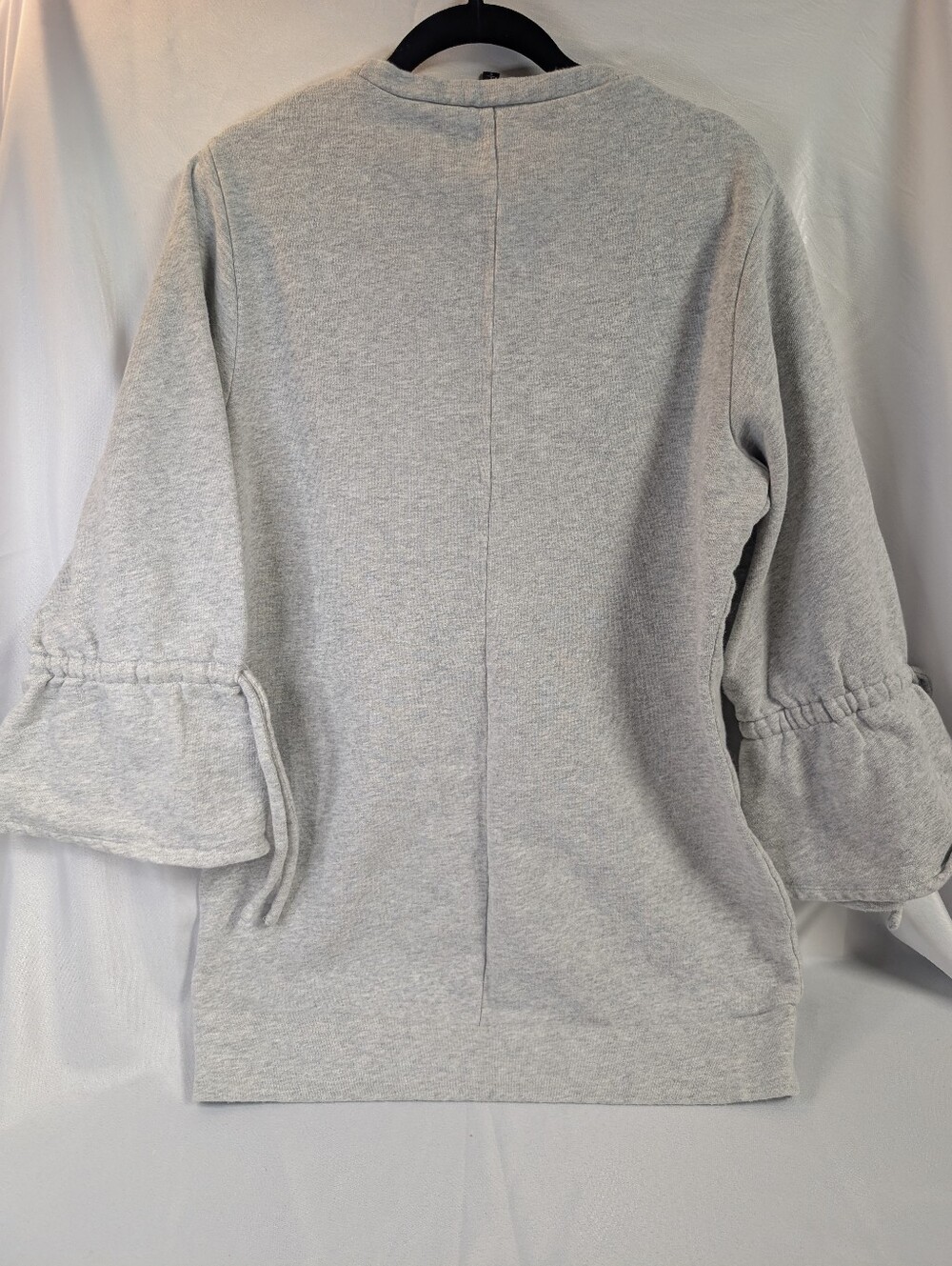 Express Gray Ruffle-Sleeve Sweatshirt Top - Picture 7 of 8